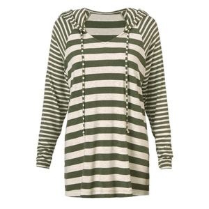 Cabi Playoff Hoodie Olive Stripe XL